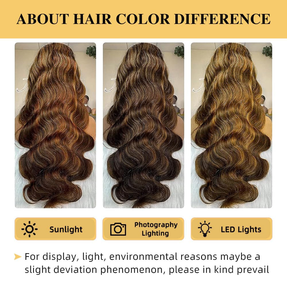 26Inch Body Wave V Part Wig Human Hair #FB30 Ombre Brown Upgrade U Part Human Hair Wigs for Black Women No Sew in 180% Density