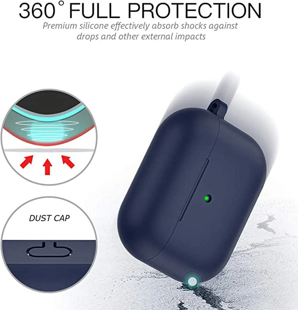 Airpods Pro 2Nd Gen Case [Front LED Visible],  Silicone Protective Shockproof Earbuds Case Cover Skin with Keychain Kit Set Compatible for Apple Airpods Pro 2Nd Generation (Navy)