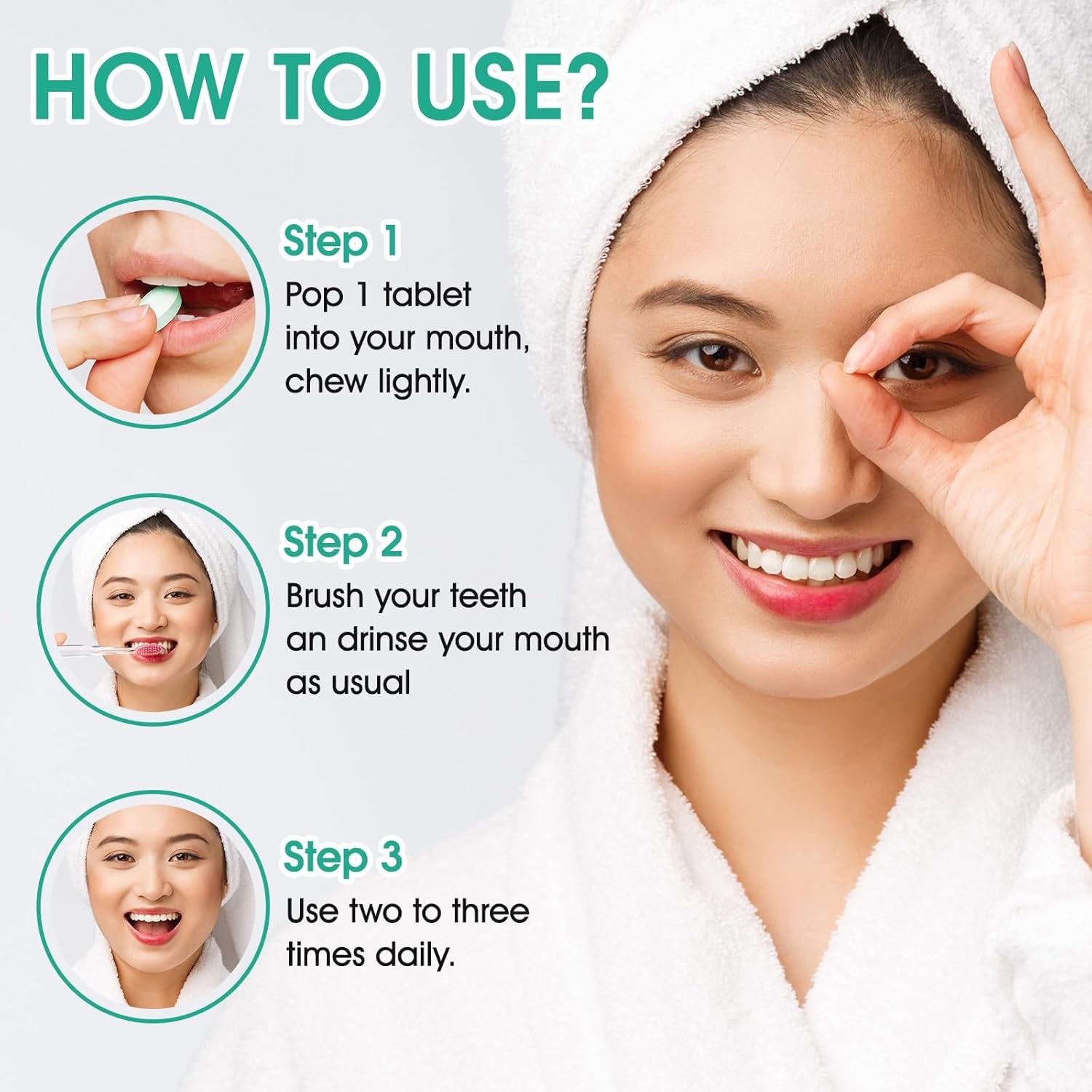 150 Tablets Chewable Toothpaste Tablets, Sensitive Toothpaste Tablets Peppermint Flavored Strengthen Teeth, Flouride & Plastic Free, Nano Hydroxyapatite, Clean Effectively