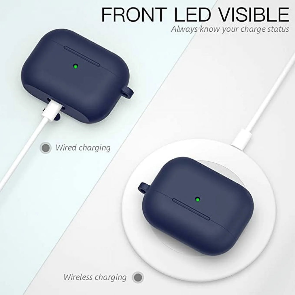 Airpods Pro 2Nd Gen Case [Front LED Visible],  Silicone Protective Shockproof Earbuds Case Cover Skin with Keychain Kit Set Compatible for Apple Airpods Pro 2Nd Generation (Navy)